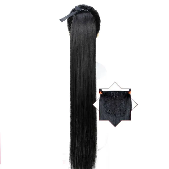 Long synthetic hair with a drawstring for fastening the ponytail - various variations