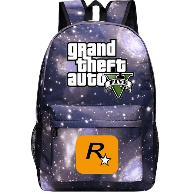 Grand Theft Auto 5 canvas backpack for teenagers Gray 2