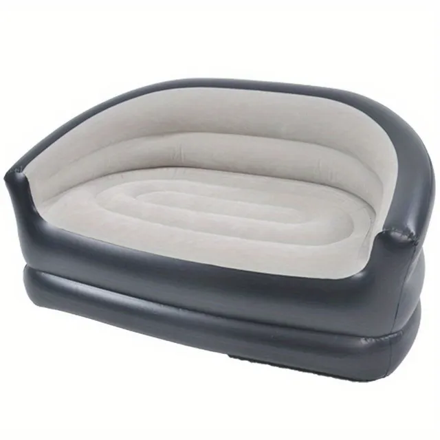 1pc Inflatable Double Sofa Sofa Flocked Bed Mattress Home Lounge Chairs Camping Beach Garden Sofa 137,16 Cm X 86,36 Cm X 71,12 Cm, 74,84 Kg