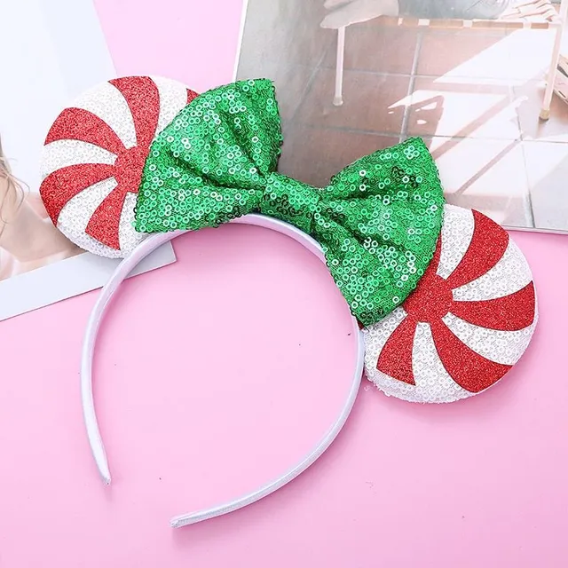 Children's trendy flitched headband with ears in Mickey and Minnie Mouse motifs
