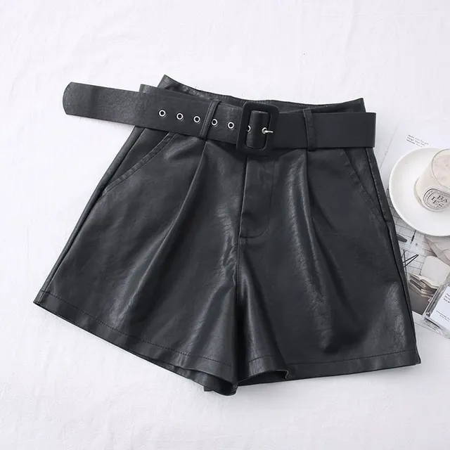 Women's elegant leather shorts