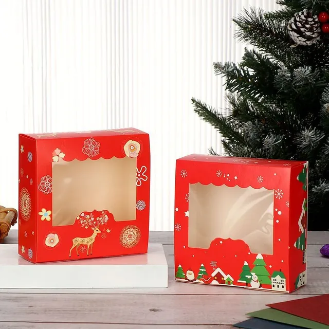 Foldable paper box with window for Christmas candy