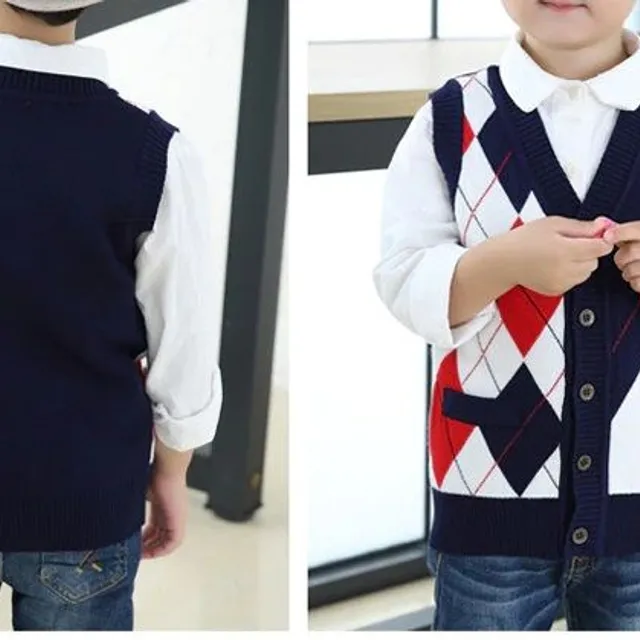 Boy's knitted vest with pattern - 2 colors