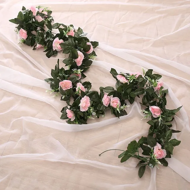 Hanging artificial flowers - garland with roses