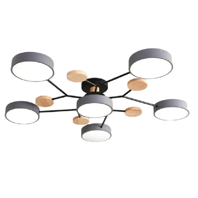 LED chandelier with 3 different colours 48 W Modern ceiling lamp with 6 LED lights in the shape of circle Minimalist dimmable chandelier 66 x 17 cm