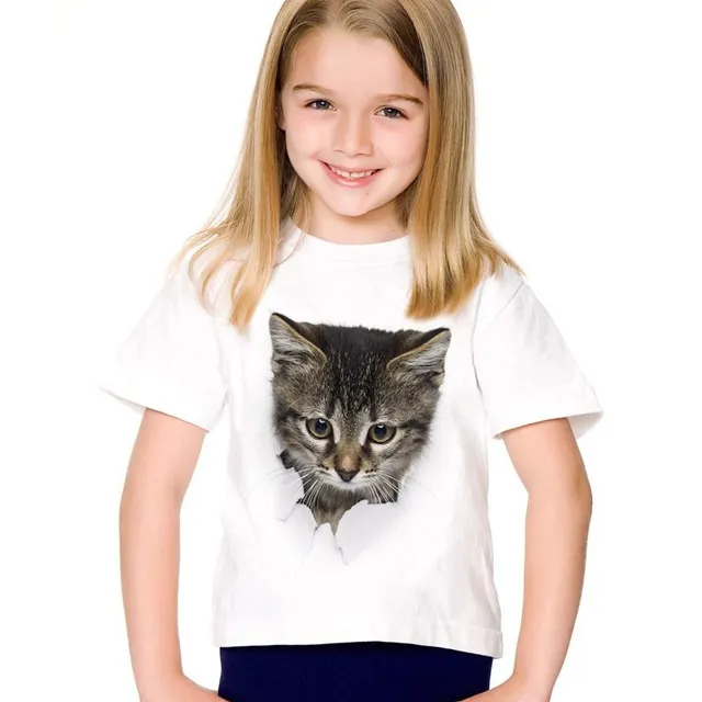 Girls 3D T-shirt with cat - 7 variants