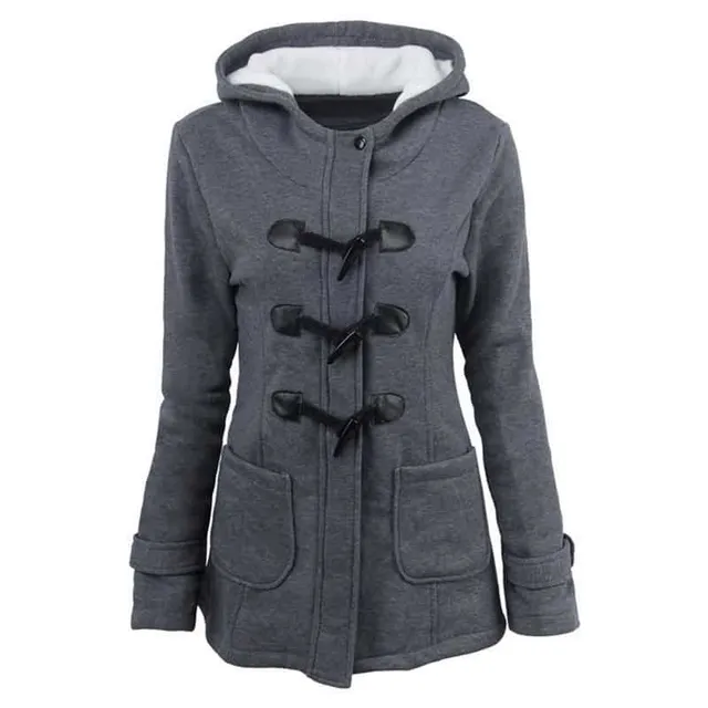 Palton elegant cu glugă pentru femei SAYNOMORE dark-gray xxl