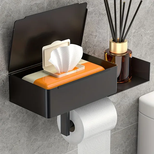 Elegancki salon: uchwyt na papier toaletowy z półką na ścianie 