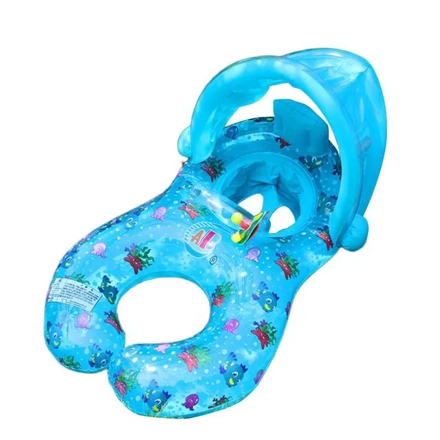 Inflatable ring for mother with baby with shower