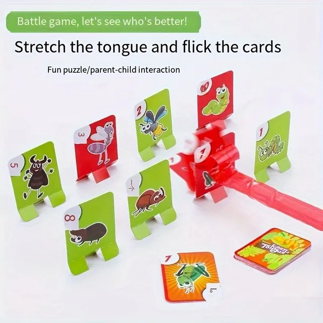 Funny game with a smart frog - changing colors and competitive cards