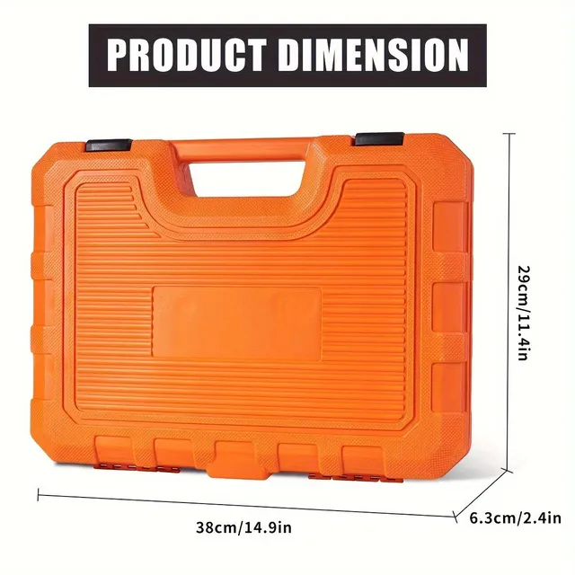 Tool kit with shock tightener - SAE set (5/16" - ) and metric socket keys, hexagonal, Cr-V, 3/8