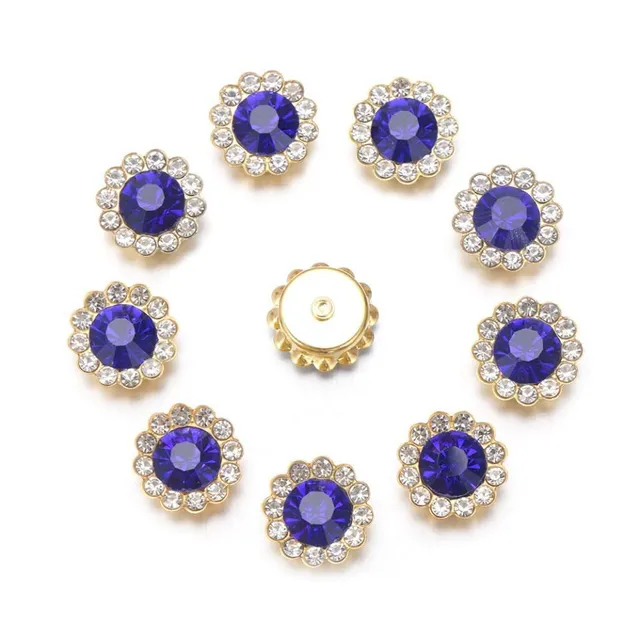 Crystal buttons in flower shape - set 10 pcs