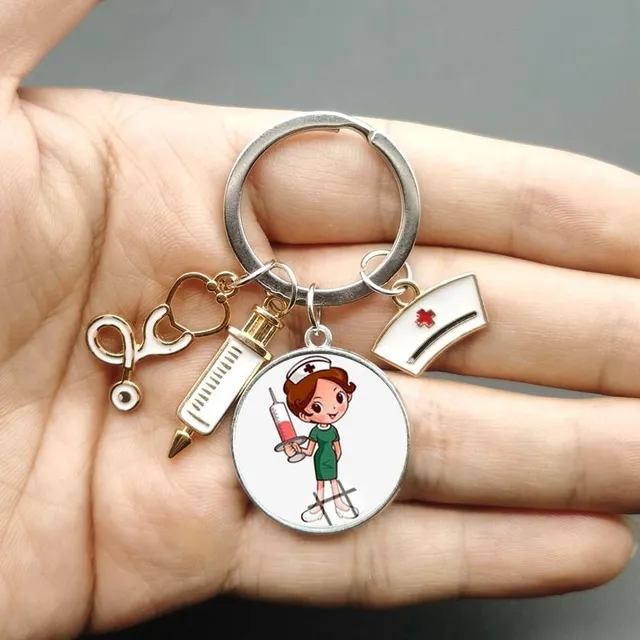 Original keychain with motif of doctors and nurses