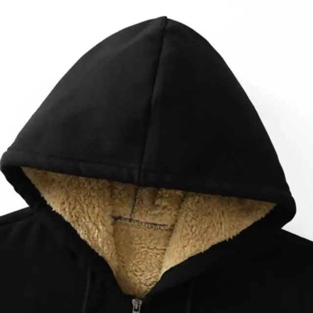 Winter unisex sweatshirt with hood on zipper and teddy lining