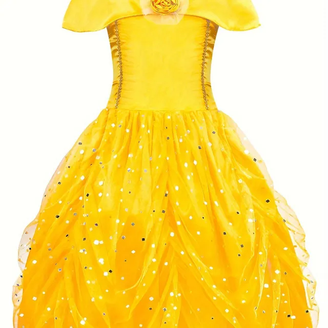 Šaty pro dívky - Princeznovská krása s odhalenými ramínky - Vícevrstvé, párty oblečení s doplňky