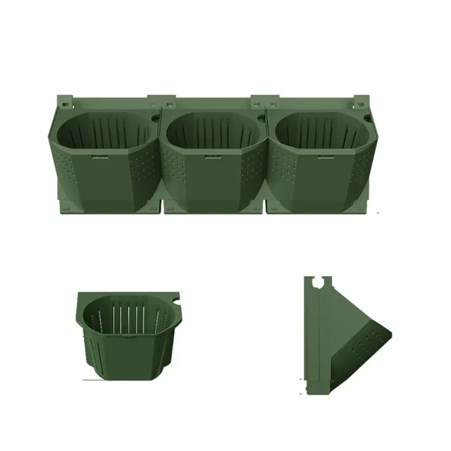 Hinged vertical pot for 3 outdoor flowers or herbs