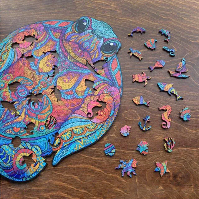 Puzzle din lemn colorate cu animale drăguțe