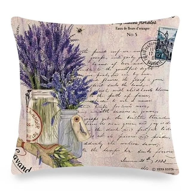 Luxury pillowcase in modern vintage style - lavender motifs