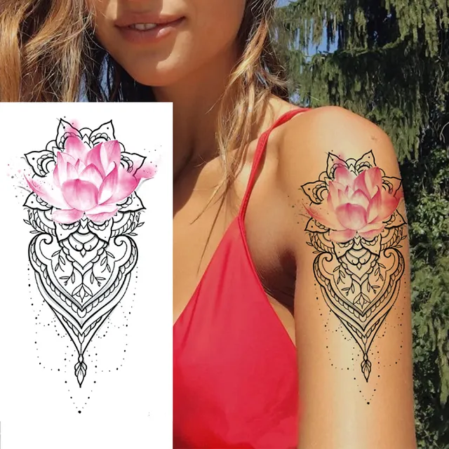 Women's waterproof fake tattoo on upper arm