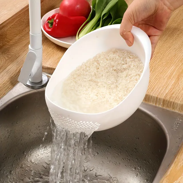 Rice rinsing basket with colander