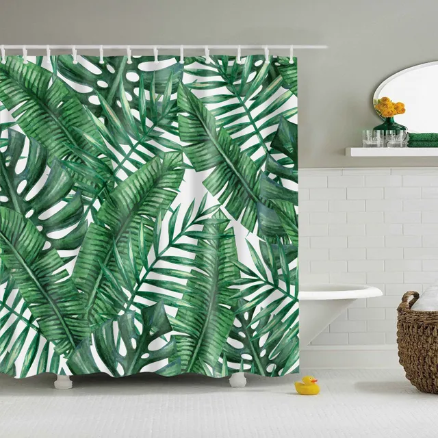 Shower curtain with nature motif