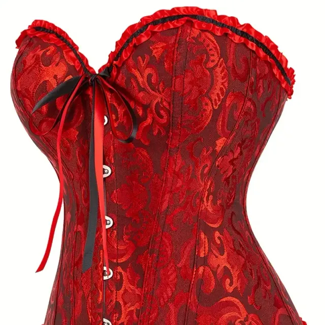 Luxurious baroque corset for full-slim - shaping figure, with ruffling and laced, ideal for weddings and special occasions