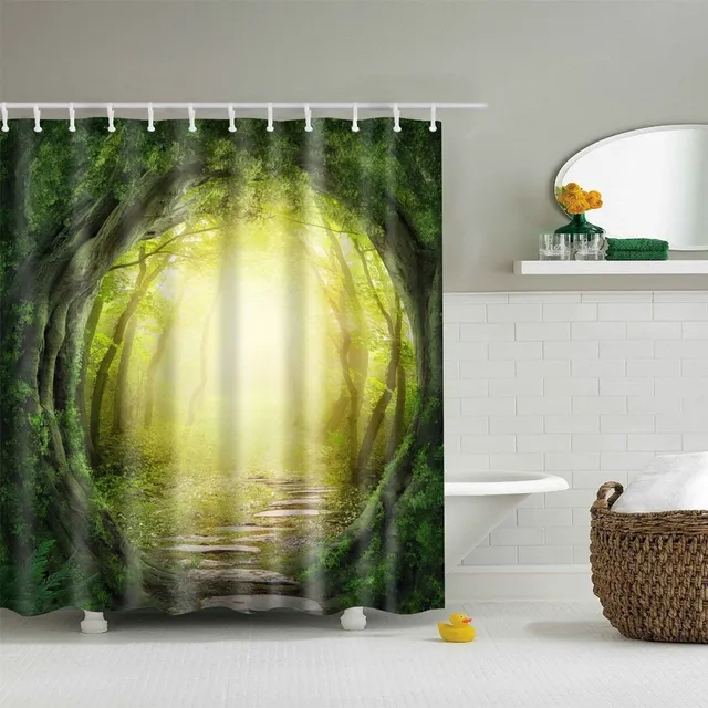 Shower curtain with nature motif