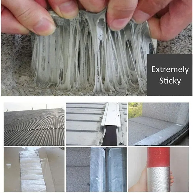 Prémiová voděodolná hliníková fólie - páska s vysokou teplotní odolností pro těsnění prasklin ve stěnách, bazénech, střechách a potrubí