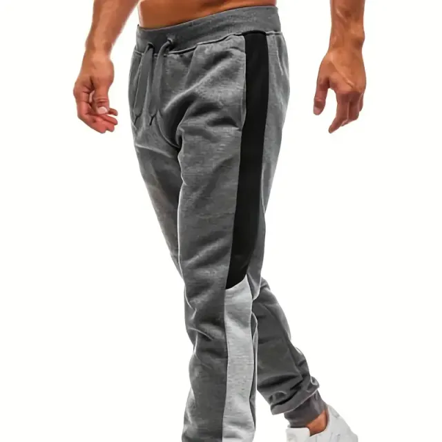 Pantalon de jogging pour homme léger à rayures avec poches latérales et cordon de serrage, Printemps/Automne