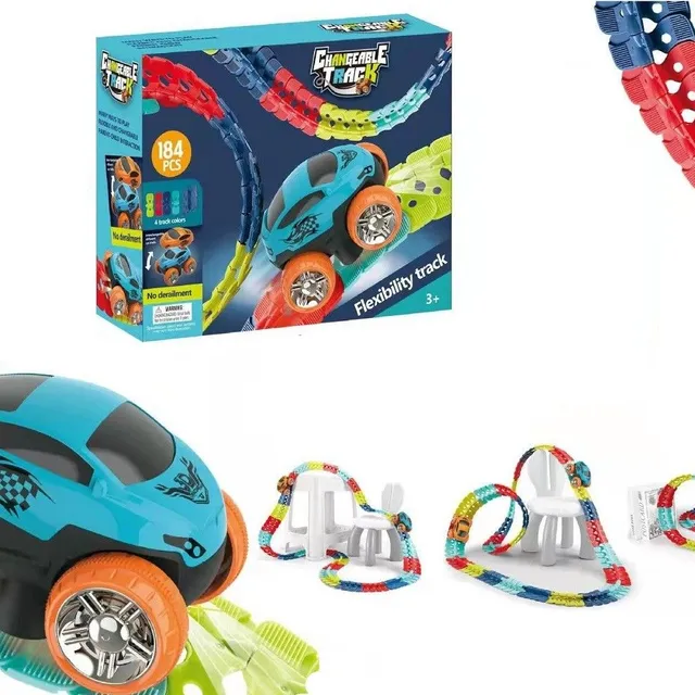 Automatic racing LED cars with track 184 pcs