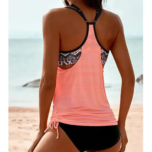 Women's two-piece swimsuit set Tankini with printing, suitable for swimming and beach wearing