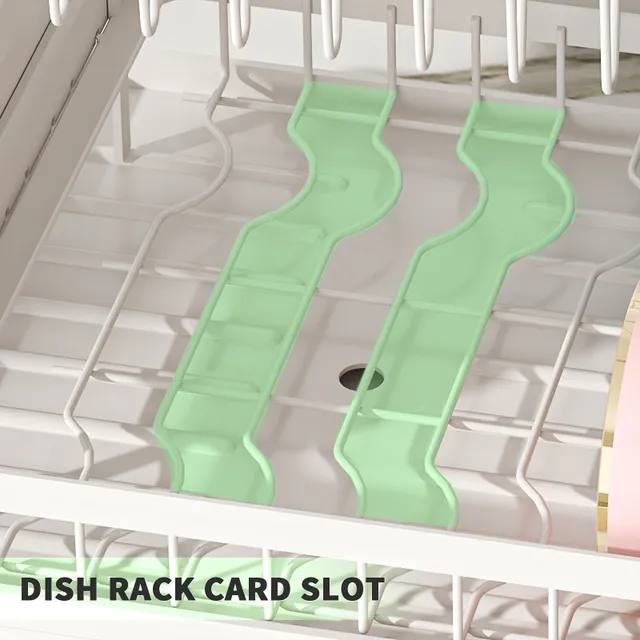 1patrový odkapávací sušák na nádobí s odkládací plochou, držáky na náčiní a odtokem