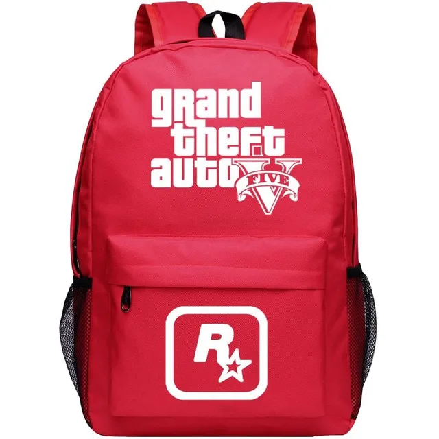 Plátěný batoh pro teenagery s motivy hry Grand Theft Auto 5 Red 1