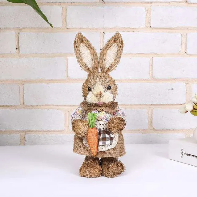 Decorative straw garden bunny