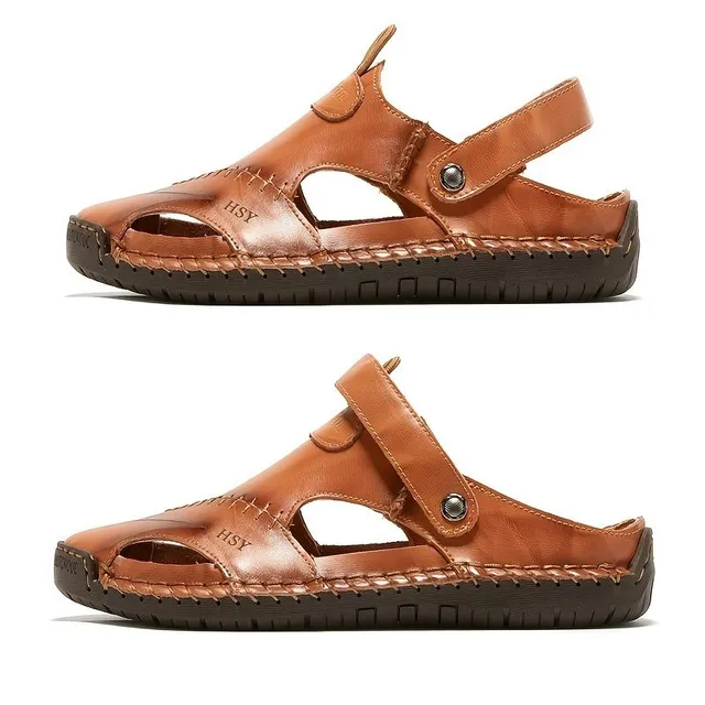 Pánske pohodlné koženkové sandále - priedušné letné a vonkajšie turistické topánky