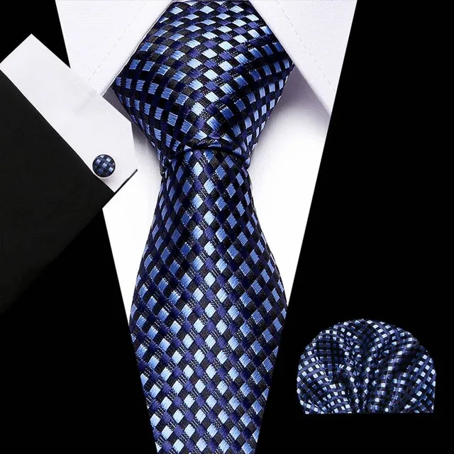 Férfi üzleti készlet divatos minta - nyakkendő, zsebkendő és mandzsetta