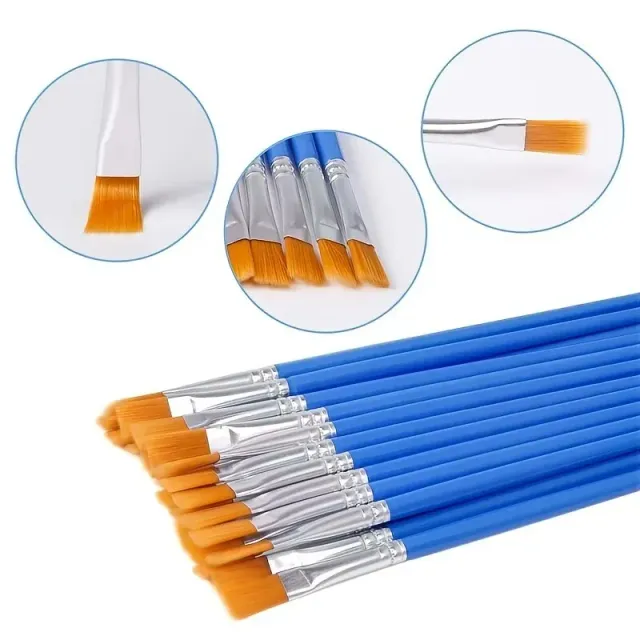 Set of 20 blue brushes for painting and making