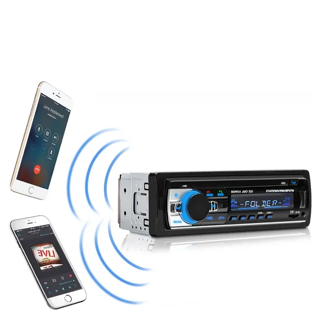 Universal radio with colored LED sublight, bluetooth, AUX, USB, microSD card reader - 1DIN connection