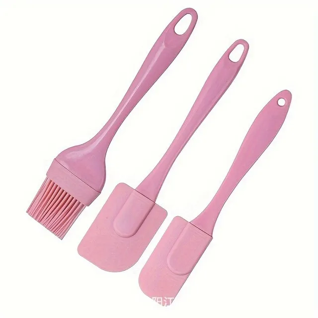 Set de 3 spatule din silicon și pensule pentru ulei - ideale pentru coacere și gătit