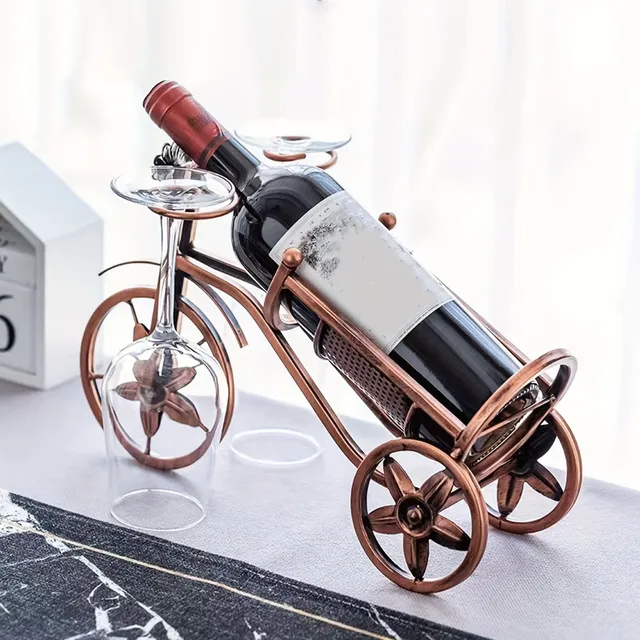 Table wine holder in cycling style for one bottle, separate, decorative and practical addition to the home bar