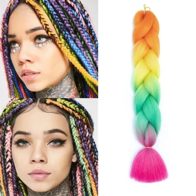 Multicoloured kanekalon hair on braids - multiple colours