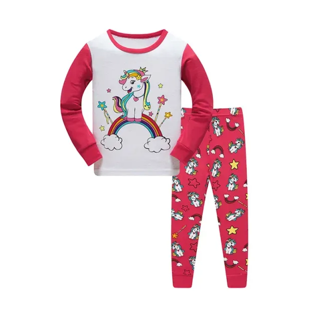 Two-piece pajamas for children with long sleeve and long pants with cheerful pictures