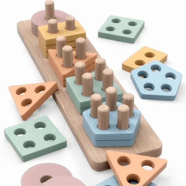 Wooden montessori toys for the smallest, sorting, folding and learning shapes