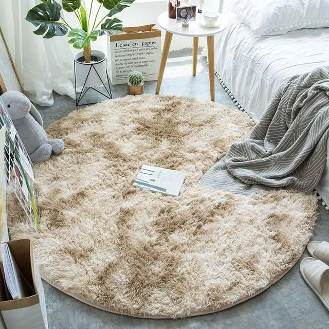 Round shaggy carpet deep-camel 60x60cm