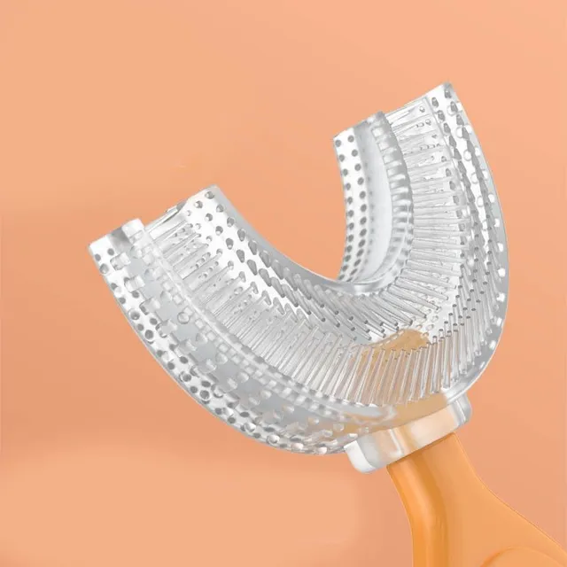 Dětský silikonový kartáček na zuby a dásně ve tvaru U
