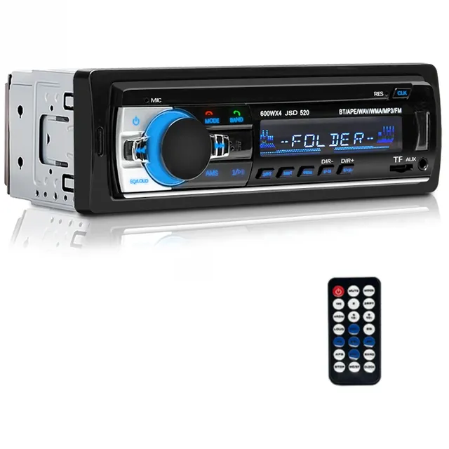 Radio auto universal cu iluminare LED colorată, bluetooth, AUX, USB, cititor de carduri microSD - conexiune 1DIN