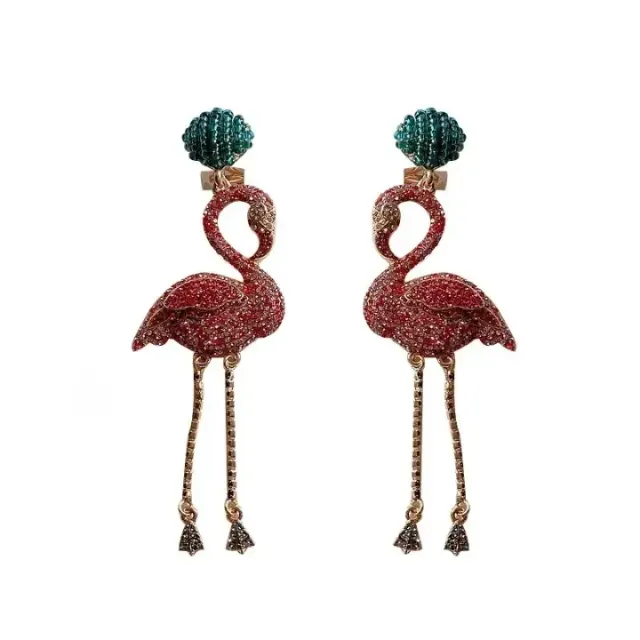 Women's hanger earrings flamingos