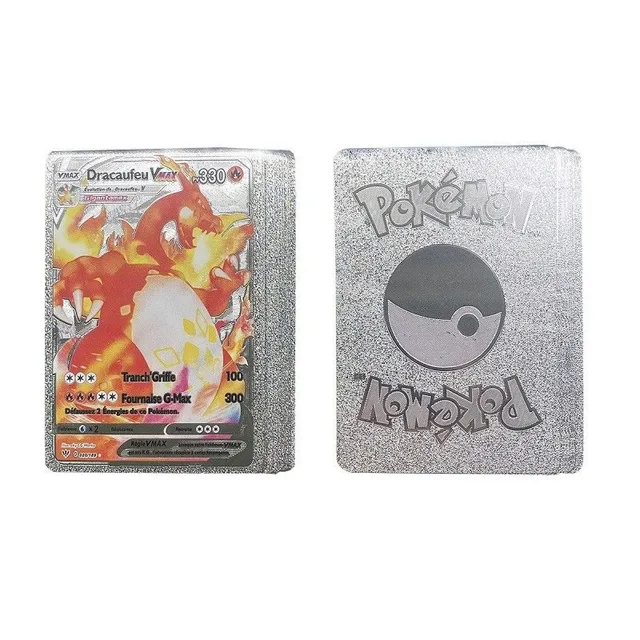 Pack Pokemon cards VMax and VStar Shiny Pokemon cards Collectors cards Pokemon Set of playing cards VMax in gold, silver and black and color cards VStar, 108 pcs