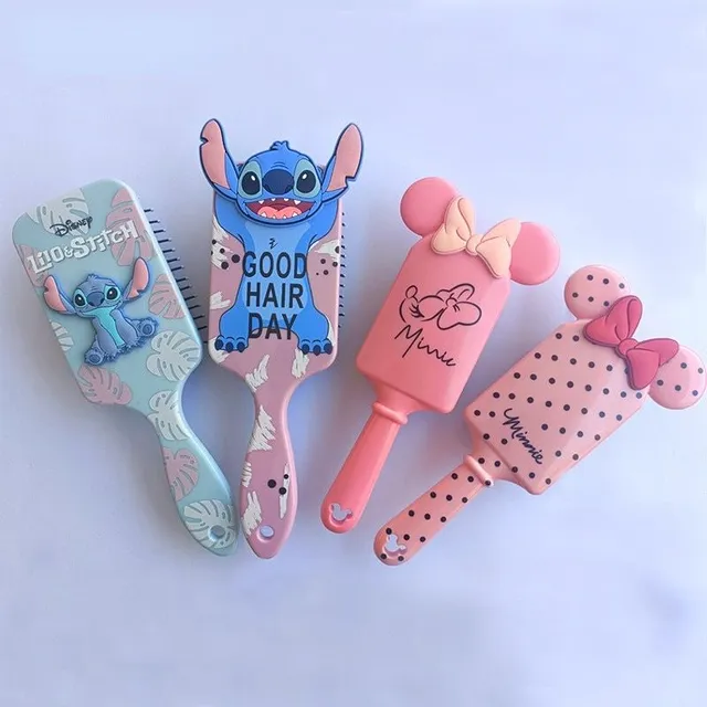 Luxury stylish wide hair brush with popular Disney motif Minnie and Stitch Bernice