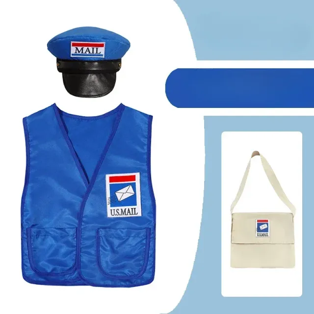 Child costume in delivery courier - postman